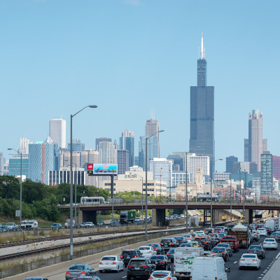 Chicago skyline from the expressway