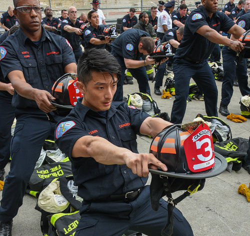 Candidates performing physical training