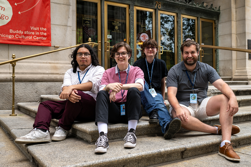 Pictured left to right are Leo Gutierrez (University of Illinois Chicago), Allen Flint (DePaul University), Evie Mirek (UIC), and Jared Smith (DePaul)